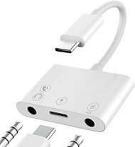USB C to 3.5mm Audio Adapter, Charger/Headphone and AUX Port 3-in-1 Type-C ​Earbud Splitter Dongle f
