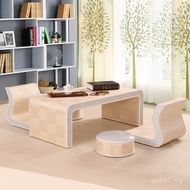Balcony Table Tatami Chinese Bamboo Woven Platform Table Coffee Table Table Chair Chinese Study Tabl