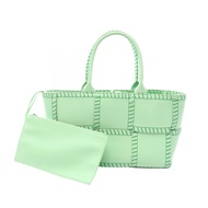 【二手】Bottega Veneta BOTTEGA VENETA小號手提包 691401 淺綠色皮革 Maxi Intrecciato Arco 女士托特包