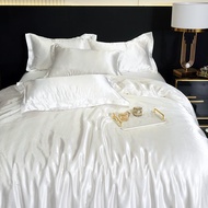 Cooling four-piece set, light luxury ice silk duvet cover, non-stick hair, summer Tencel duvet cover