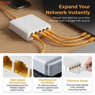 THEGIRL8B PoE Extender, 4 Port Gigabit Network Switch Repeater, Support IEEE802.3af/at/bt Waterproof