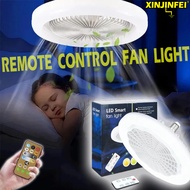 Remote Ceiling Fan Lamp E27 Base Dimming Bedroom Baby Lamp Living Home Soft Wind Smart Fixtures