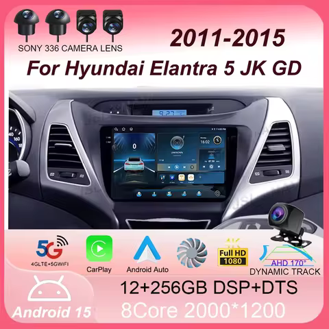 Android 15 For Hyundai Elantra 5 JK GD MD UD 2011 - 2015 Carplay Auto GPS Car Radio Navigation Multi