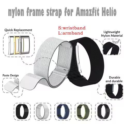 Nylon Metal Frame Watch Strap for Amazfit Helio Breathable Wristband Armband Leather Magic Buckle Wa