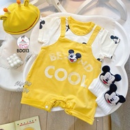 MyMy BaBy Newborn BaBy Boy Bodysuit Yellow Mickey Embossed Bibs for babies 0-3 Months 3-6 Months 6-9