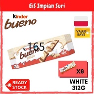 Chocolate ♬(Ready Stock) Kinder Bueno White Chocolate T2x8 312g Coklat Kinder Bueno Coklat Bar Chocolate Kinder✱