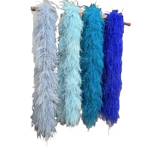 Natural Blue Ostrich Feather Scarf 150cm Fluffy & Warm Winter Shawl Wrap 6/10/18/26/40ply Wedding Ev