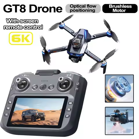 GT8 Drone 6K HD Professinal Dual Camera WiFi Optical flow positioning Brushless UAV With screen Obst