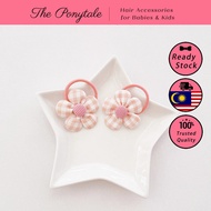 THEPONYTALE Kid Hair Tie 1pair [GPT9383] Floral Plaid Flower Pink Checker Handmade Girl Accessories 