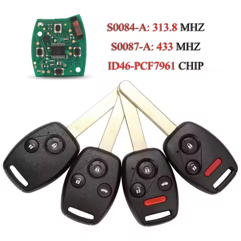 jingyuqin N5F-S0084-A N5F-S0087-A Remote Car Key For Honda Civic 2006+ ID46 PCF7961 Chip 313.8/433Mh