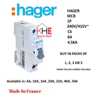 Hager 6A 10A 16A 20A 32A 1Pole MCB (Sirim Approved)