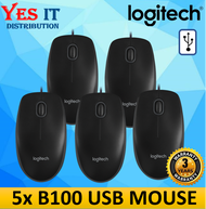 5 x Logitech B100 Optical USB Mouse Black