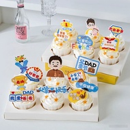 [Ready Stock] Father's Day Cupcake Toppers Decoration Insert Card Thank You Dad Love You Happy Fathe