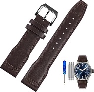 GANYUU Genuine Leather Watch Strap for IWC Pilots Little Prince Male Mark 18 Big Fly Portugal Soft Comfortable Watchband 20mm Wristband (Color : Brown-black-K10, Size : 20mm)
