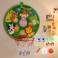 2 In 1 Kids Sticky Ball Dart Board Cartoon Dart Target Sticky Indoor/outdoor Game Toss Ball O2g1