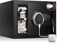 2.4 Cu Ft Small Fireproof Home Safe Box- Steel Combination Lock Security Box with Type-C & Sensor Li