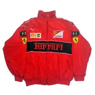 ☫△ F1 เสื้อแจ็กเก็ตแขนยาว ผ้าฝ้าย ปักลาย Ferrari Team สีแดง แฟชั่นฤดูใบไม้ร่วง ฤดูหนาว สําหรับผู้ชาย และผู้หญิง