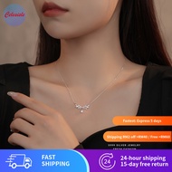 S999 Silver Laurel Goddess Zircon Lucky Flower Necklace Rantai Leher, Luxe Unique High-End Clavicle 