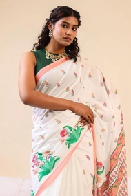 [PRE ORDER : 10 DAYS] Ready to Wear 1 Minute Soft Linen Saree with Digital Print