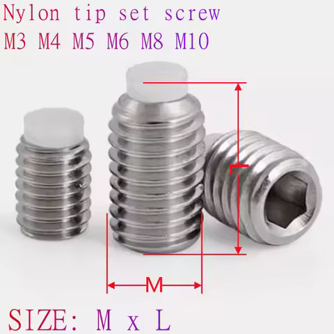2pcs-10pcs M3 M4 M5 M6 M8 M10 304 Stainless Steel Hex Socket Plastic Nylon Dog Convex Point Tip Grub