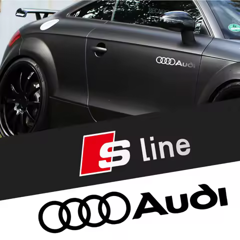 2PCS Car Body Trunk Window Logo Sticker Decor Accessories Auto Styling For Audi A4 A5 Q3 Q4 Etron C7