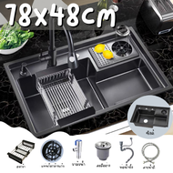 Forward ซิงค์ล้างจานมีที่ล้างแก้ว ซิงค์ครัว ซิงค์สีดำ ซิงค์หรู Kitchen Sink Black Sink stainless steel sink รุ่น HM7848