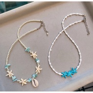 Starfish necklace-Star bead necklace-Pearl Necklace