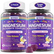 Magnesium Glycinate Gummies for Adults & Kids 4+, Sugar Free Magnesium Bisglycinate Supplement 400/2
