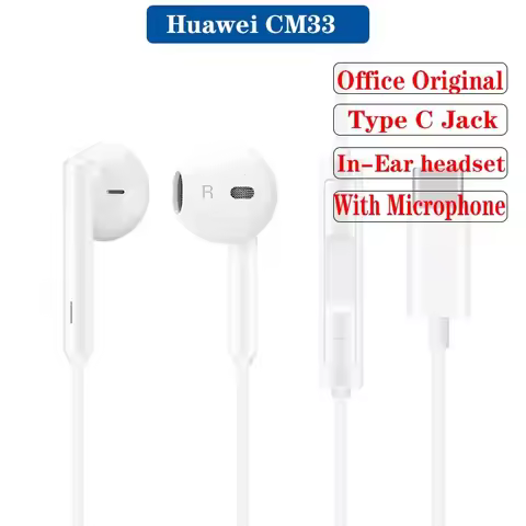 Huawei CM33 USB Type-C Earphone Wired in-ear Earphone with Microphone Volume buttons for Huawei Mobi