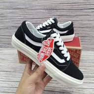 PROMO PUNCAK 6.6 sepatu vans knu gemuk sepatu sekolah black white cewek cowok