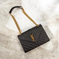 莉亞精品♡ Ysl 黑金信封包 中號 二手美包