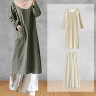 [CottonLinen] Baju Raya 2022 S-5XL Plus Size Suit Anna Muslimah Suit Dress Long Baju Blouse Dan Seluar Palazo Viral Baju Suit Set Warda