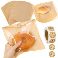 150 Pack Bakery Bags with Window, 7.5 x 7.1 Inches, Sublaga Paper Sandwich Bags, Donut Bags To Go, B