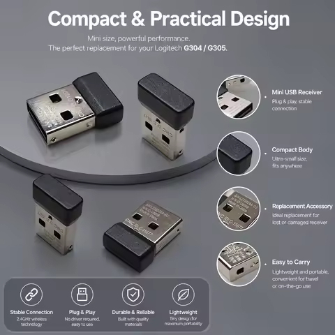 For Logitech G304/G305 Mouse Receiver - USB Dongle Plug Adapter , Wireless Gaming Mouse Replacement 