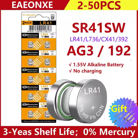 2-50Pcs High Capacity LR41 Alkaline Batteries AG3 L736 392 384 192 Premium 1.5V Button Coin Cell Bat