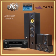 Denon AVR-X250BT AV Receiver + Taga Harmony TAV-506 V.2 Speaker 5.0 Set (Black)