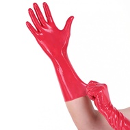 Rubber fetish gloves men Red latex fetish gloves sexy costumes latex bodysuit latex sexy gloves cosp