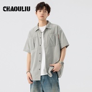 Men Shirt Short Sleeve Big Size 8xl Chest Pocket Cool Oversized Breathable T-shirts for Men