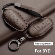Leather Car Remote Key Case Cover Shell For BYD Tang EV600 Han EV Yuan ATTO 3 Song PLUS Pro MAX DMI 