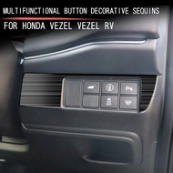 Car Black Titanium Brushed Multi-Function Button Decorative Frame Cover Trim for Vezel -V 2021 2022