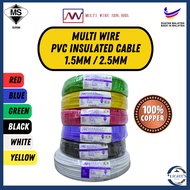 MULTI WIRE /MULTI KABEL 1.5mm(7/0.53mm) /2.5mm(7/0.67mm)PVC INSULATED CABLE 100%COPPER SIRIM JKRSPEC