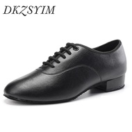 DKZSYIM New Arrival Ballroom MEN Dance Shoes 2CM Low Heel Boy Men Latin Tango Dance Shoes Men Black and White Dancing Shoes