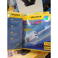 Awie Dual USB 10w(2USB)/Plug Charger Cable Micro-Iphone/22.5 Fast Chargerging