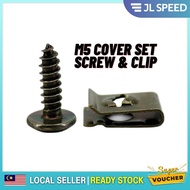 (1PCS) M5 SCREW &amp; CLIP BODY SCREW DAN CLIP COVERSET SCREW YAMAHA LC Y15 NMAX NVX LAGENDA Y125Z NOUVO EGO HONDA WAVE DASH