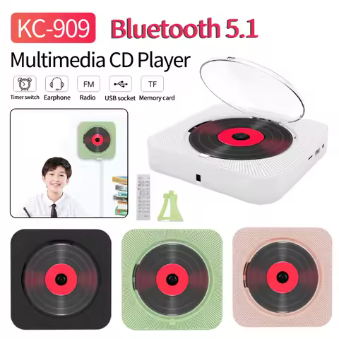 Portable CD Multimedia Player FM Radio Bluetooth-compatible 5.1 Music Player 3.5mm Music Player Infr