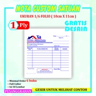 Cetak nota custom 1 ply ukuran kecil 1/6 nota kontan nota laundry nota olshop / Pesanggrahan Offset