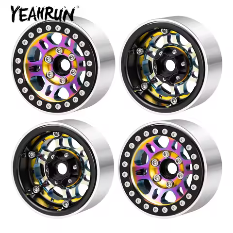 YEAHRUN 4Pcs/Set 1.9 inch Aluminum Alloy Beadlock Wheel Rims Hubs for Axial SCX10 TRX-4 1/10 RC Craw
