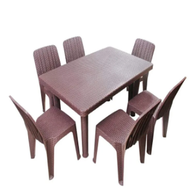 JOLLY RATTAN PLASTIC TABLE & CHAIR 6 SEATER