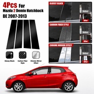 4Pcs Glossy Piano Black/Carbon Fiber/Chrome PC Material Window Door Deal B C Pillar Post Cover Stick