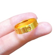 AA5 999 Gold Ring Rattan Pattern Couple Rings for Women Men Unisex Real Gold Wedding Anniversary Gif